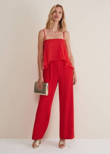 Phase Eight Anna Red Wide Leg Jumpsuit Red USA | 9845073-FZ